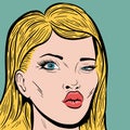 Pop Art Style Blonde WomanÃ¢â¬â¢s Face Royalty Free Stock Photo